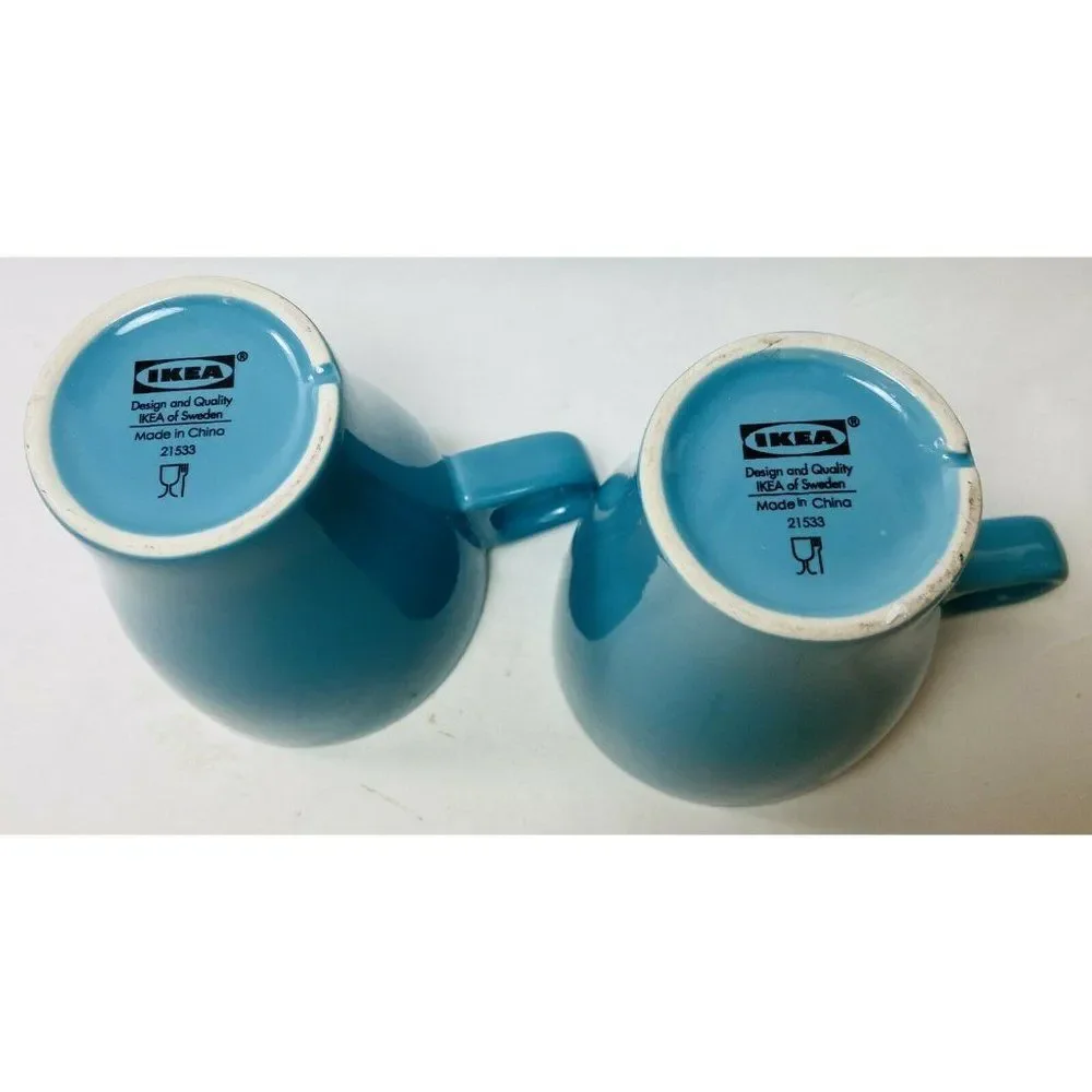 IKEA Fargrit Stacking Coffee Tea Mug Teal Blue Set of 2